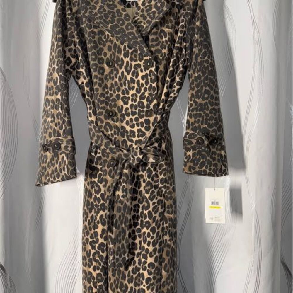 DKNY Leopard Print Trench Coat